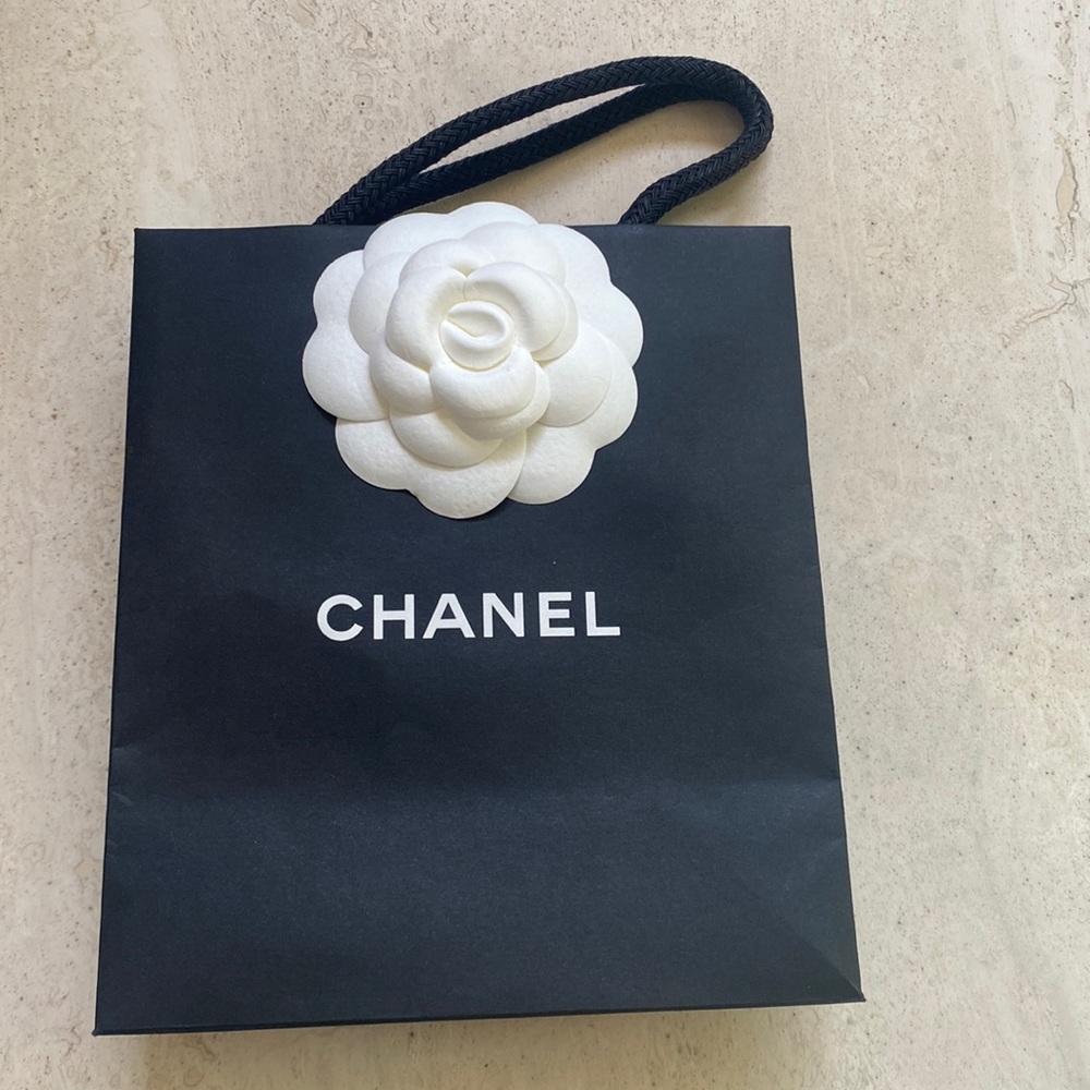 CHANEL SMALL SHOPPING BAG WITH CAMILLIA
